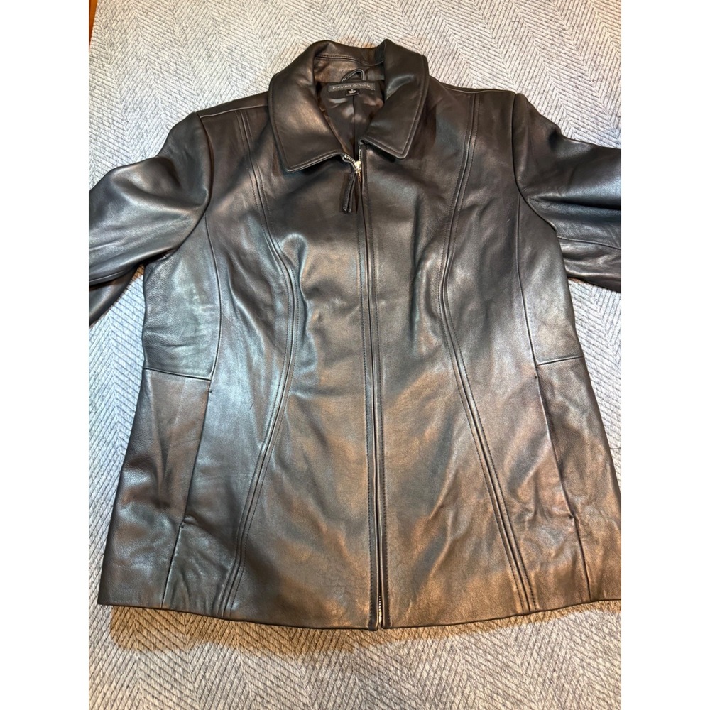 Preston & York Women's Black Lambskin Leather Jacket XL